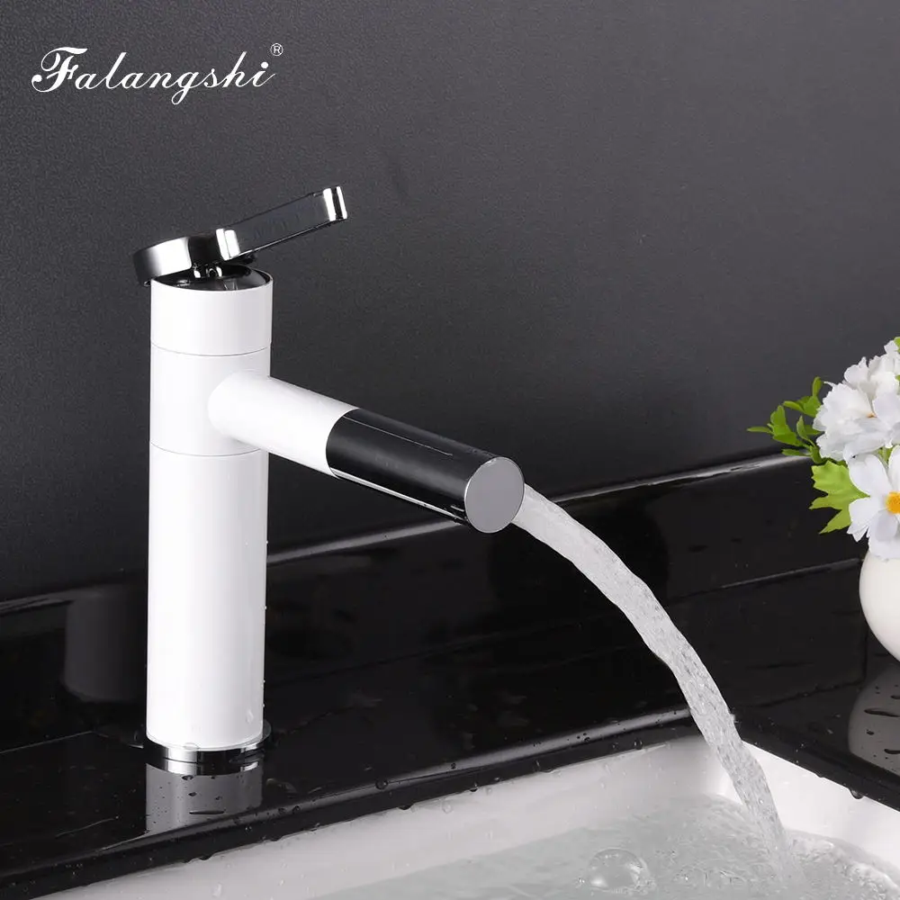 Kaufen Neue Zeitgenössische Becken Weiß Wasserhahn Swivel Auslauf Bad Schiff Sinken Mischer Einzigen Handgriff Waschbecken Mischer Waschbecken Armaturen WB1044