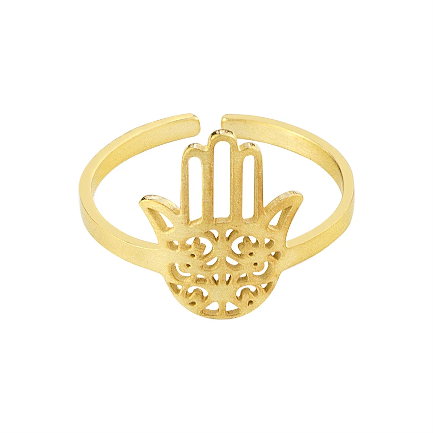 

2017 Dainty Kabbalah Hamsa Hand Ring For Women Lucky Charm Boho Jewelry Filigree Fatima Adjustable Men's Ring Bague Femme BFF