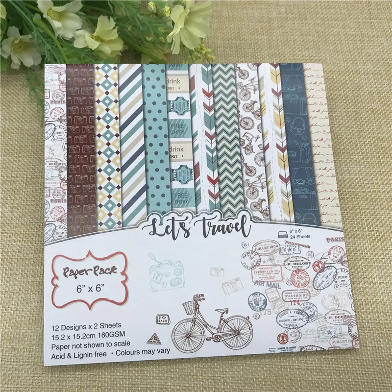 

24 sheets 6"X6"Travel set paper Scrapbooking paper pack handmade craft paper craft Background pad