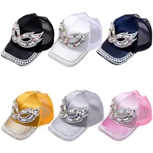 Новинка; одежда для мамы и дочки ювелирных изделий из искусственной кожи с украшением в виде кристаллов со стразами и украшенная маска полые сетчатая бейсболка Кепки Регулируемая бейсбольная шапка