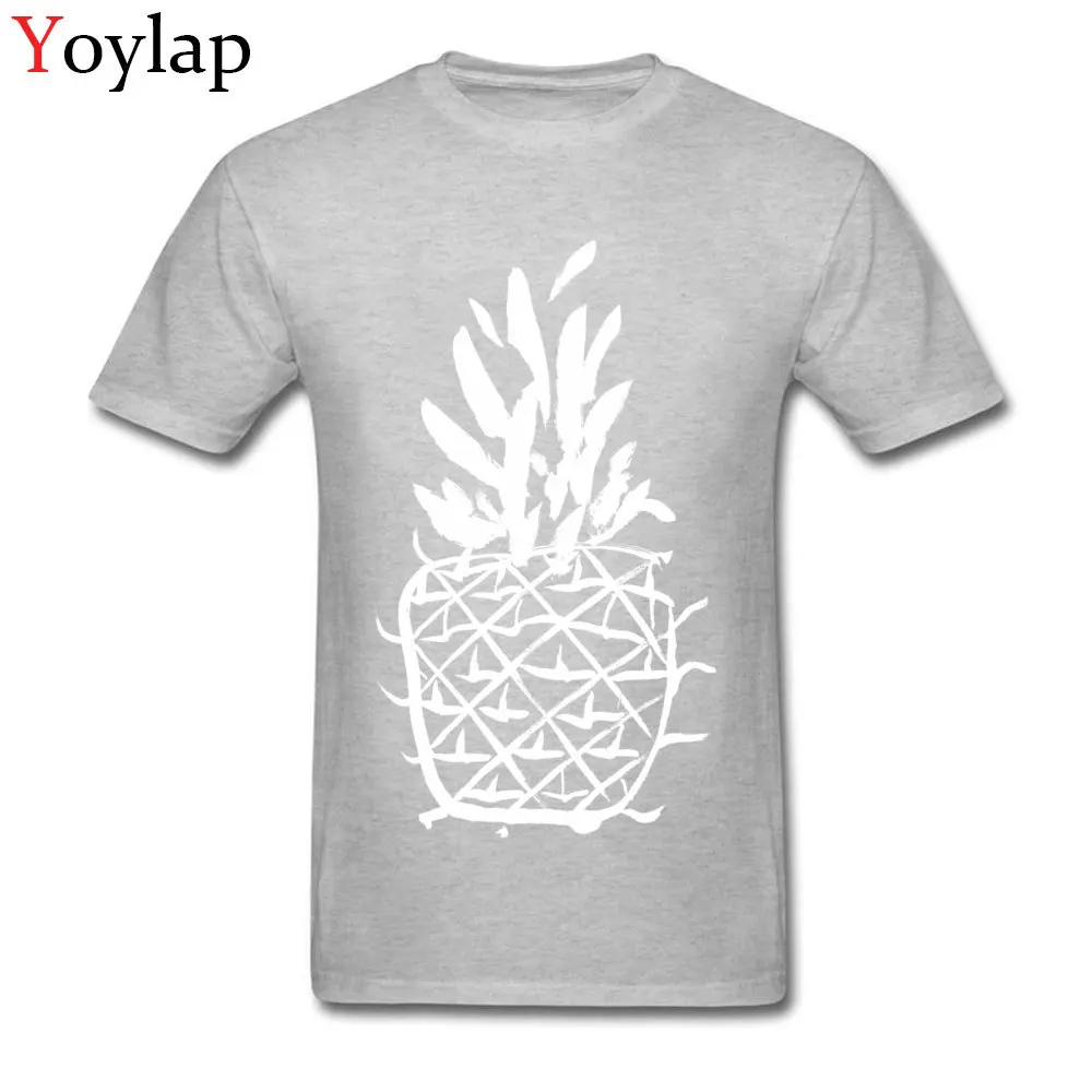 Hot Sale Casual Tops Tees Standing pineapple Fall Short Sleeve 100% Cotton Round Collar Mens T Shirt Casual Tee-Shirts grey
