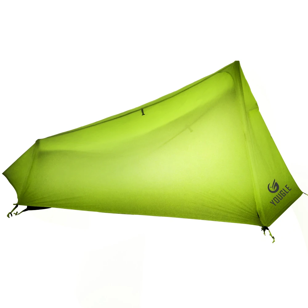 YOUGLE Lightweight 15D Nylon Single Person One Man Backpacking Tent Trekking Camping Canopy Travel 3 Season Silicone Coated - Цвет: Green