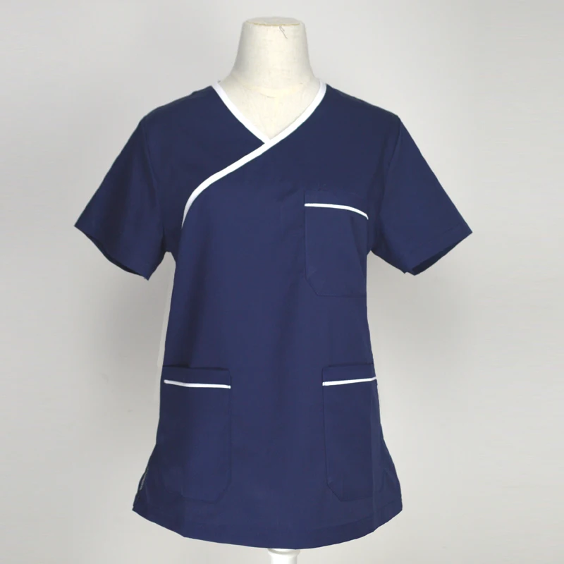Women's Fashion short sleeve Scrub Tops Mock Wrap Top Medical Uniforms