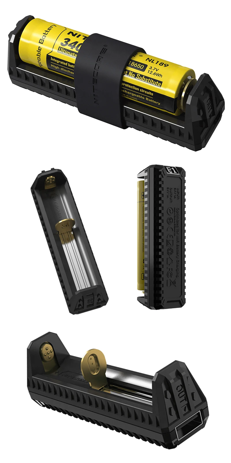 NITECORE F1 F2 гибкий внешний аккумулятор USB Интеллектуальный палец литиевая батарея зарядное устройство для 18650 10440 14500