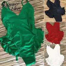 Черный сдельный купальник, женский купальник пуш-ап, Женский монокини с оборками, бикини, стринги, купальный костюм, новинка, летние купальные костюмы