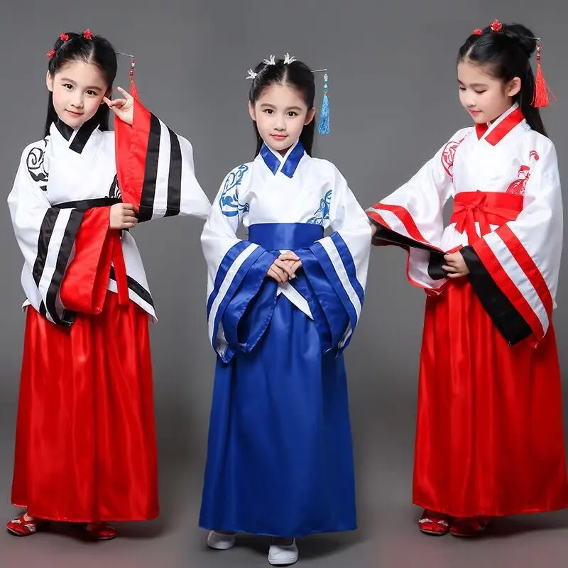 

2017 winter chinese traditional dance costume children floral kids folk dance costumes modern hanfu for girls national dresses