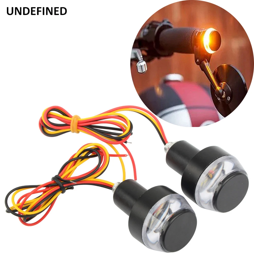 2Pcs LED Motorcycle Handlebar End Turn Signal Light Universal 22mm
