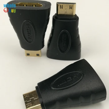 

300pcs/lot Mini HDMI Type C Male To HDMI A Female Adapter Converter 1080 P 2K 4K for Mini PC HDTV HD Camera Black