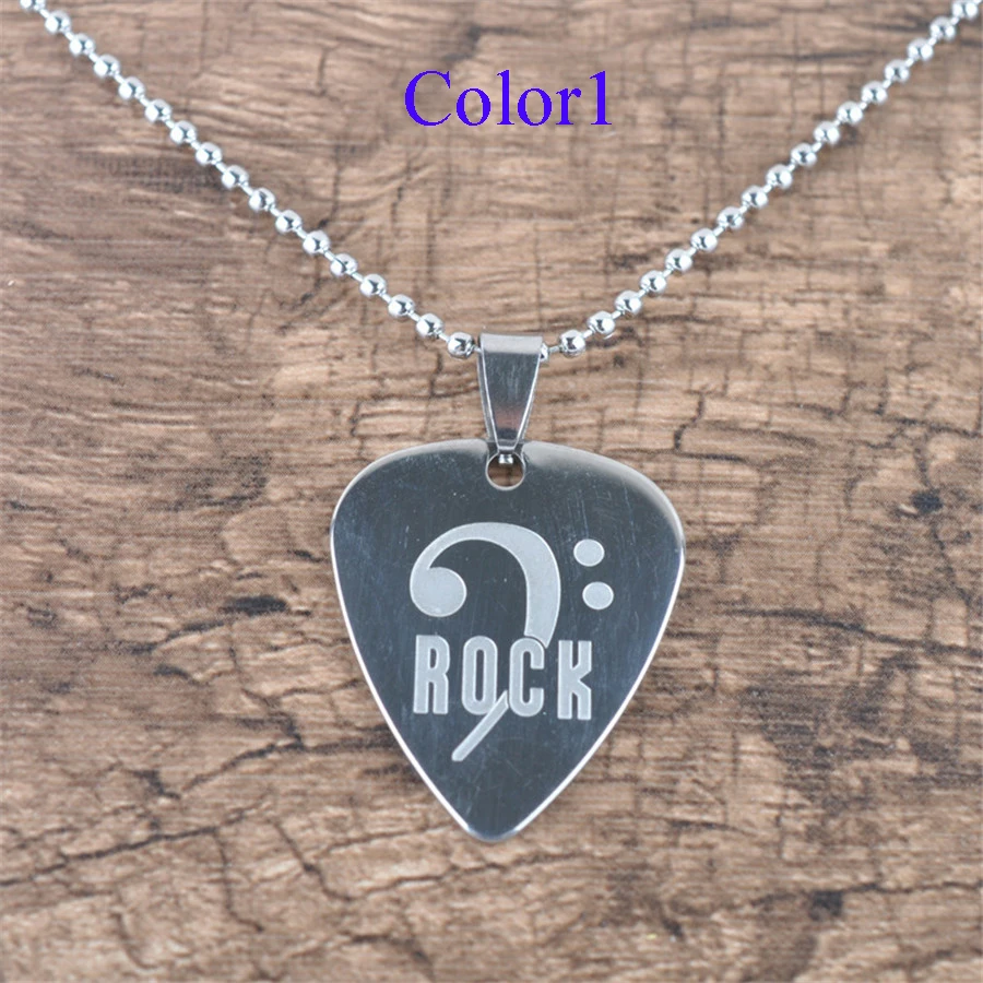 1.2mm Fashion Cool Metal Necklace Guitar Pick For Acoustic Classic Electric Guitar Alloy Music Picks Plectrum (2)