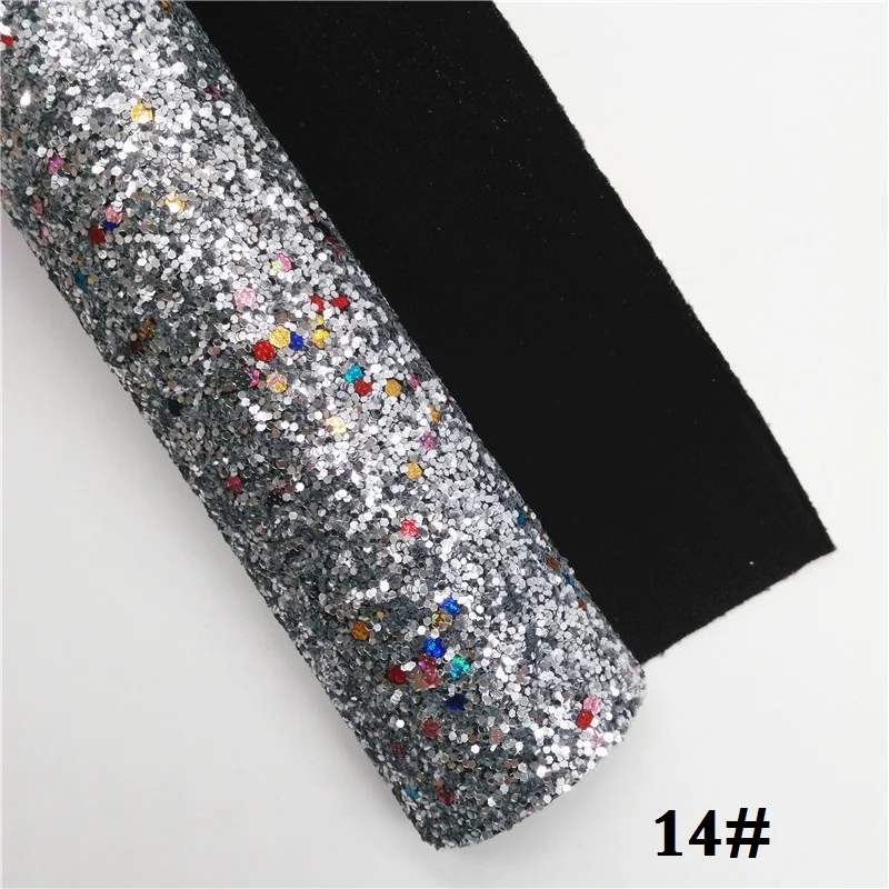 Glitterwishcome 21X29CM A4 Size Christmas Glitter Fabric, Chunky Glitter Leather Fabric Sheets, Glitter Vinyl for Bows, GM444A - Цвет: 14