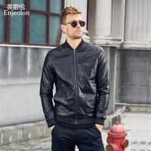 Enjeolon, брендовые новые мотоциклетные Кожаные Куртки из искусственной кожи, мужская осенне-зимняя куртка, пальто, Классическая мужская повседневная черная куртка из искусственной кожи, пальто, P353