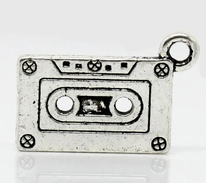 DoreenBeads Retail Charm Pendants Cassette Tape Silver Color 27x13mm 20PCs | Украшения и аксессуары
