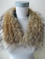 Бесплатная доставка/Real перо куртка с енотовидная собака меховой воротник/шарф/(55 см * 14 см) натуральный