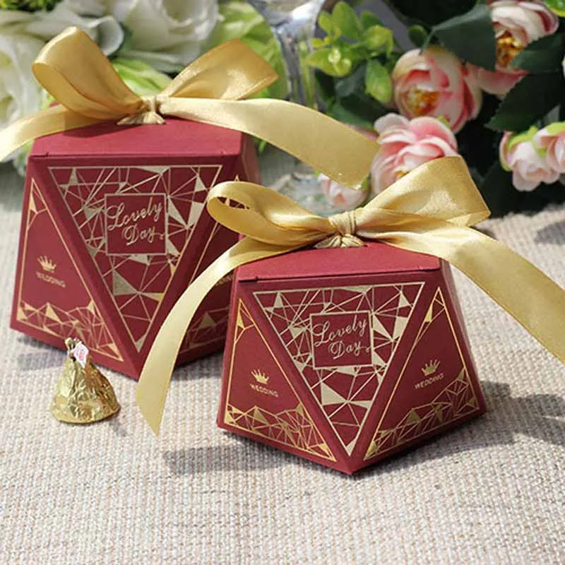 «Сделай сам», 50 шт в наборе, четыре color10x7x8cm ромбовидной подарочные коробки для конфет коробки в европейском стиле Свадебная подарочная коробка, коробка с шоколадом - Цвет: same as pic