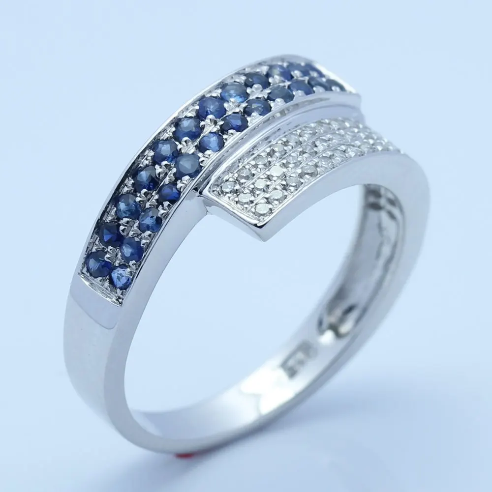 Женское кольцо с натуральным бриллиантом и сапфиром 10 к|natural diamond|jewelry women ringsgemstone