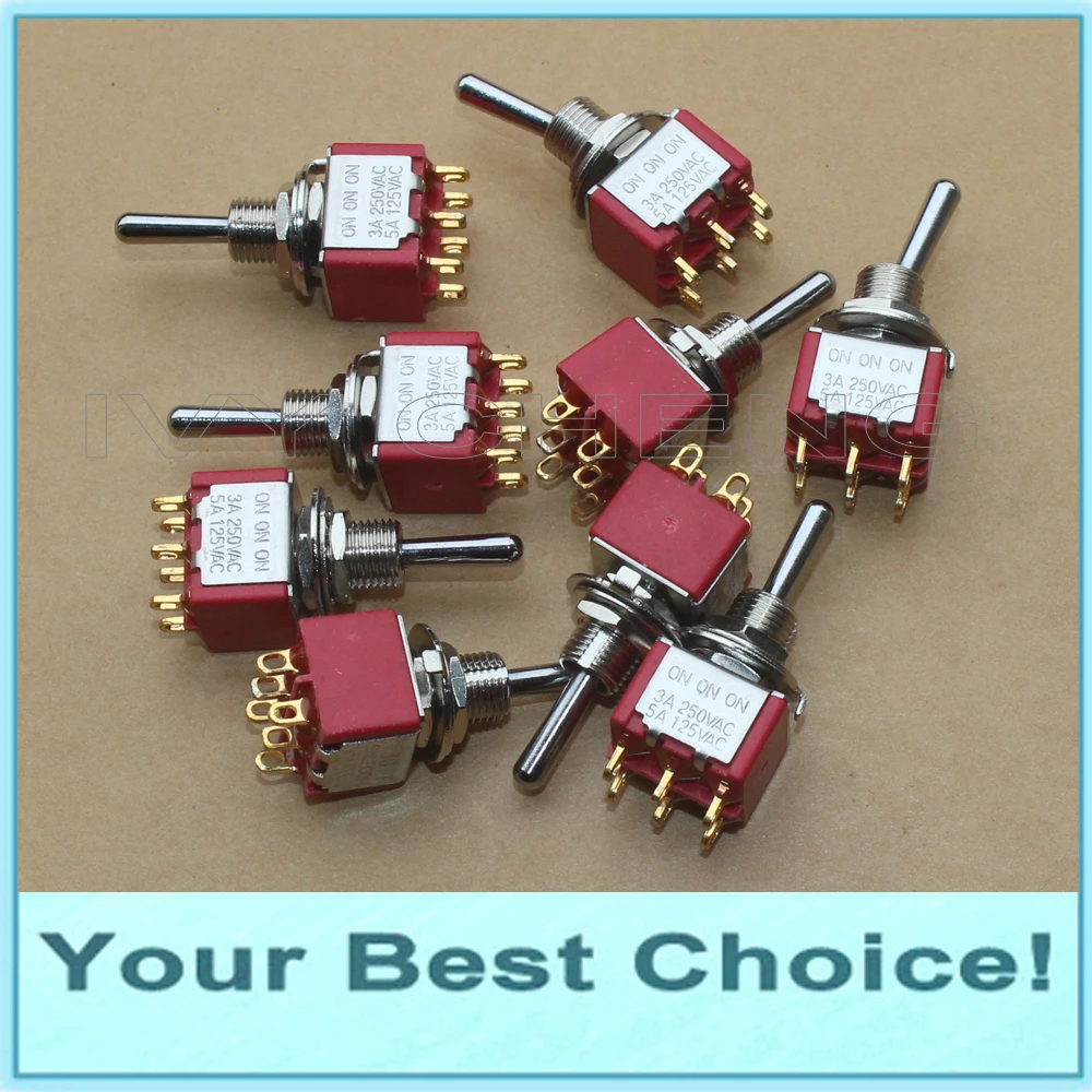 

5pcs/Lot 6Pins 3Position ON-ON-ON Guitar Rocker Toggle Switch,Gold Plated,UL Approve.Top Quality