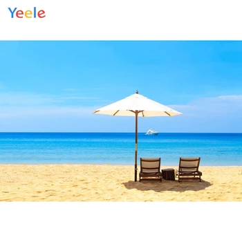 

Yeele Sunny Seaside Beaches Backdrops Wedding Portrait Shoots Exquisite Chairs Parasols Photography Backgrounds For Photo Studio