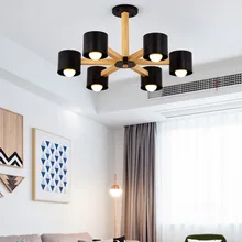 

creative solid wood living room E27 6 bulbs 6 heads hotel restaurant pendant light simple warm bedroom