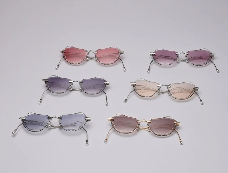 Уличные очки с кошачьими глазами, металлическая оправа, объемные солнцезащитные очки с жемчугом, женские роскошные брендовые ретро-оттенки, мужские Модные солнцезащитные очки