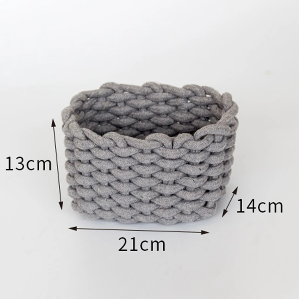 Handmade Cotton Rope Storage Basket Nordic Style Desktop Sundries Finishing Box Natural Fabric Laundry Toys Small Organizer Box