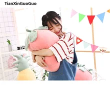 large 50cm cute pink strawberry fruit plush toy creative pillow down cotton soft throw pillow birthday gift s0640