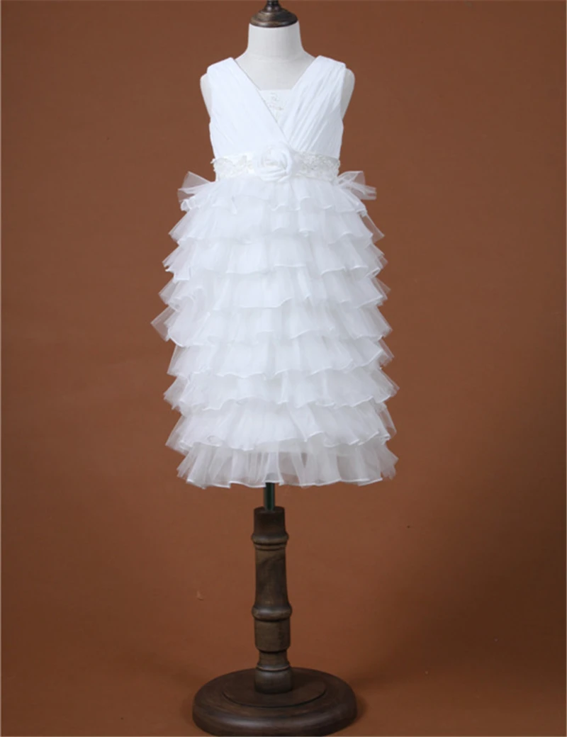 Regular 2017 New Arrival White Tulle Sleeveless Flowers Flower Girl Children Dresses Prom Dress ZZ BRIDAL | Свадьбы и торжества