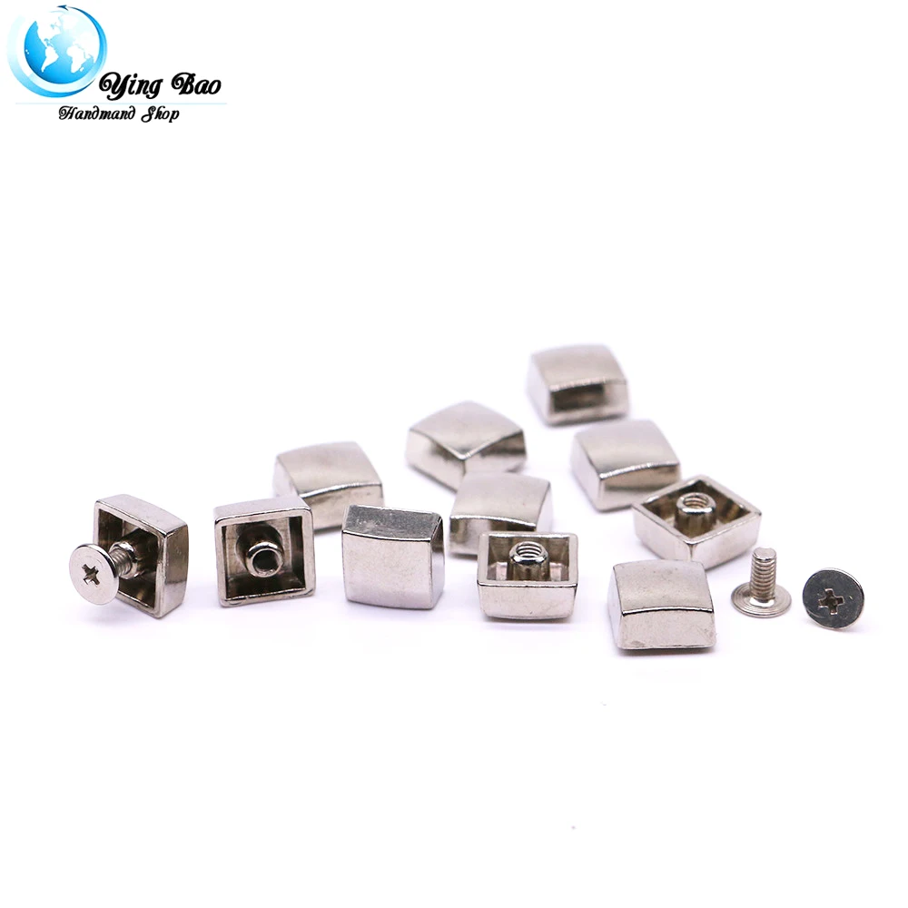 20sets/pack 10mm (Length), 6mm (Height)  spikes and studs Silver Colors square studs spikes B-21