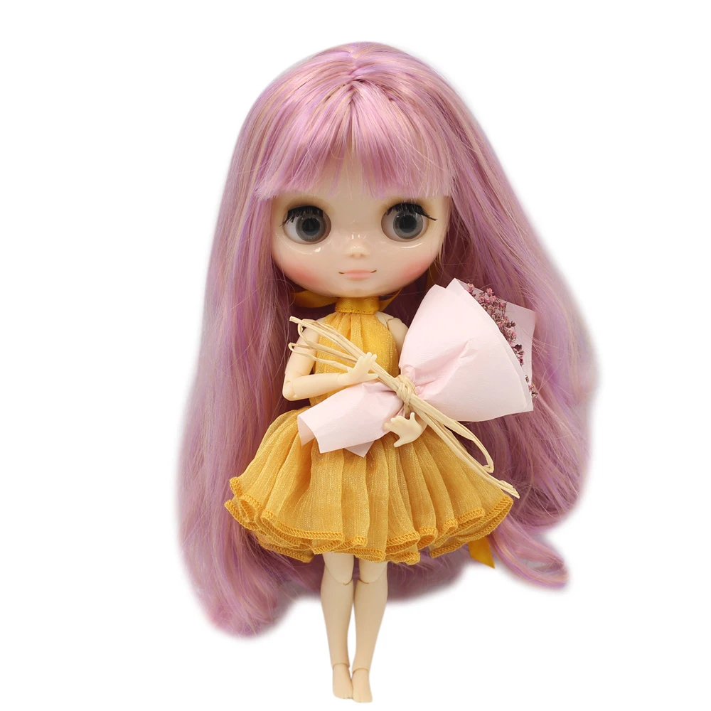 Middle 1/8 Blyth Doll Transparent skin glossy face joint body with bangs gray eyes Free shipping | Игрушки и хобби