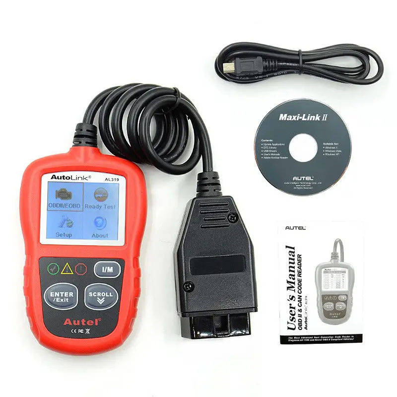 Autel AutoLink AL319 Diagnostic Tool DIY OBDII Car Fault Engine Code Reader Scanner OBD2 Vehicle Color TFT Screen Original Autel AutoLink AL319 Diagnostic Tool DIY OBDII Car Fault Engine Code Reader Scanner OBD2 Vehicle Color TFT Screen Original