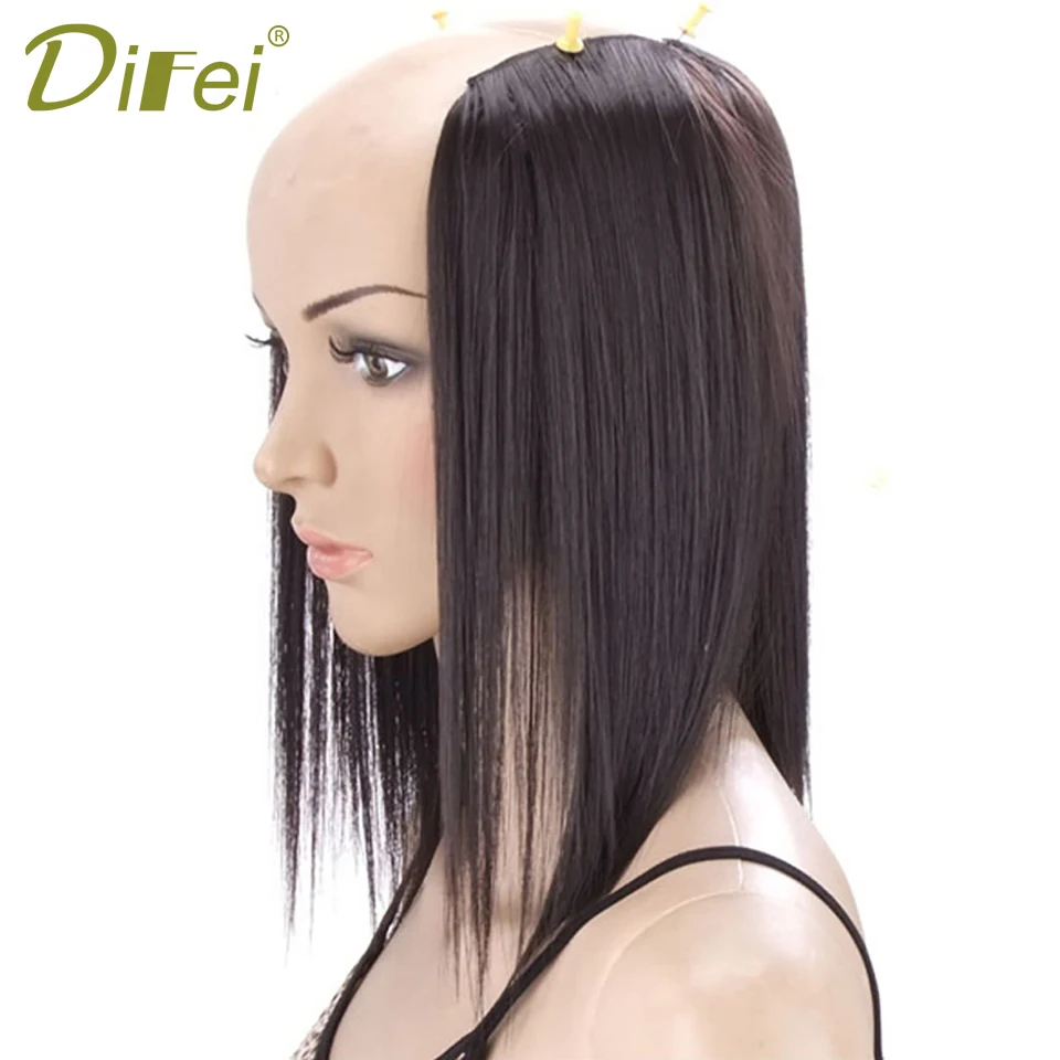 DIFEI, 3 зажима, 2 шт., длинные прямые волосы на клипсах, удлинение, натуральные волосы, Длинные Поддельные Накладные синтетические прически для женщин