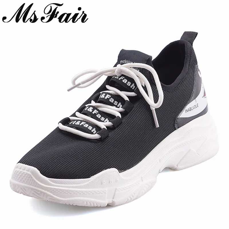 

MsFair Breathable Mesh Flats Shoes Woman Fashion Mixed Colors Lace Up Sneakers Women Flat Shoes 2018 Casual Women Sneakers Shoes