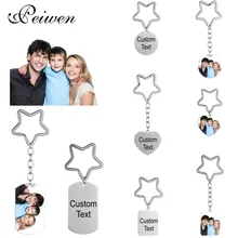 

Personalized Custom KeyChain Stainless Steel Custom Photo Engrave Name Star Shape Round Heart Dog Tag Key Ring Charm Pendant