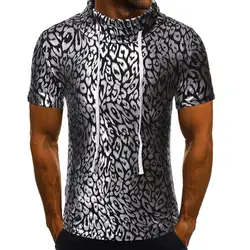 PADEGAO/2019 брендовая Высококачественная летняя новая мужская мода и досуг, Леопардовый принт, 3D шнурок, футболка с короткими рукавами и
