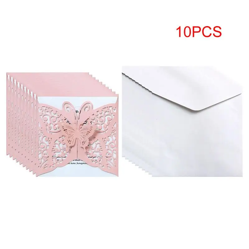  AUGKUN 10pcs Hollow Butterfly Wedding Invitation Cards Card Paper Cover Set For Wedding Birthday Pa - 32927268026