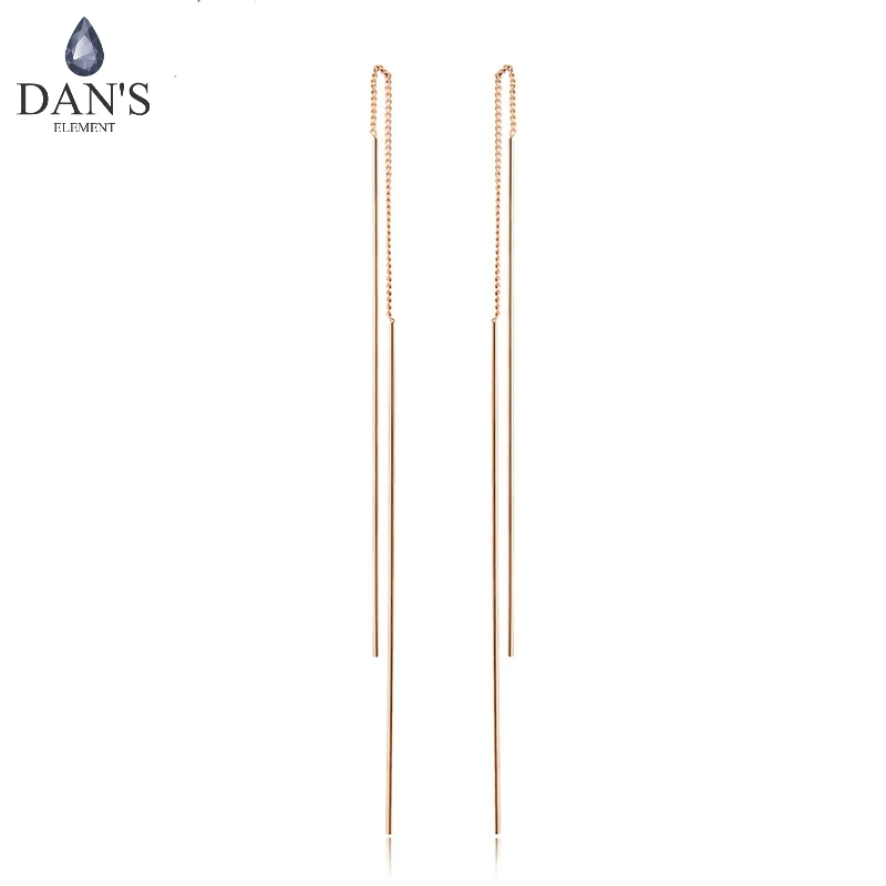 

DAN'S ELEMENT Top Quality Simple Ear Line Rose Gold Color Stud Earrings For Women Jewelry Copper Wholesale DEE789