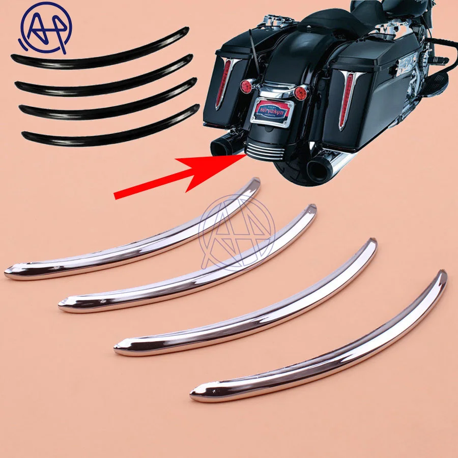 Chrome/Black 4pcs Motorcycles Rear Fender Accents Trim Refit Splash