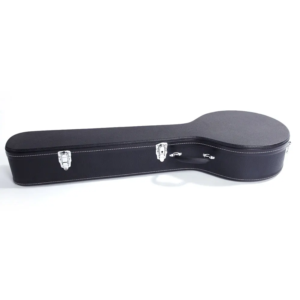 Glarry 5-string 6-string microgroove padrão couro madeira banjos caso preto-4