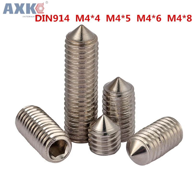 AXK M4*4 M4x4 M4*5 M4x5 M4*6 M4x6 M4*8 M4x8 316 Stainless Steel DIN914 Inner Hexagon Socket Allen Head Grub Cone Point Set Screw m6 m6 6 8 10 12 16 m6x6 8 10 12 16 304 stainless steel 304ss din914 inner hexagon socket allen head grub cone point set screw