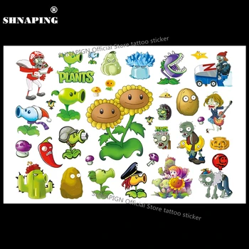 

SHNAPIGN Plants vs Zombies Child Temporary Tattoo Body Art Flash Tattoo Stickers 17*10cm Waterproof Henna Tatoo Styling Sticker