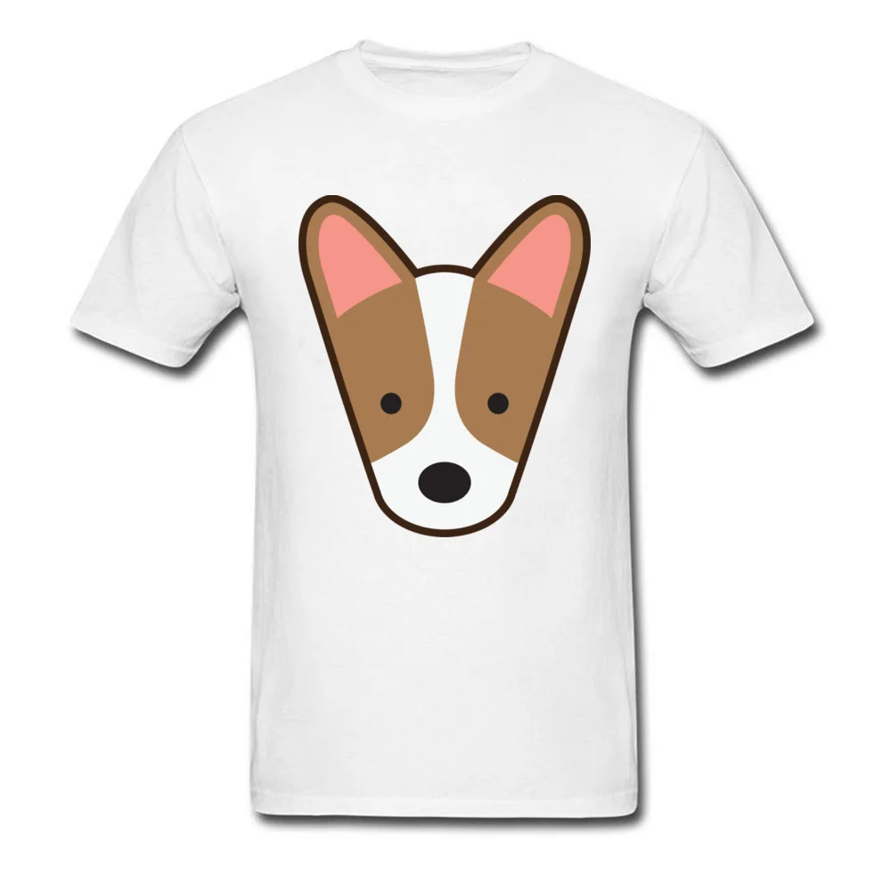 Corgi Pup 100% Cotton Geek Tops T Shirt Brand New Short Sleeve Men's Top T-shirts Design ostern Day Tee-Shirt Round Neck Corgi Pup white