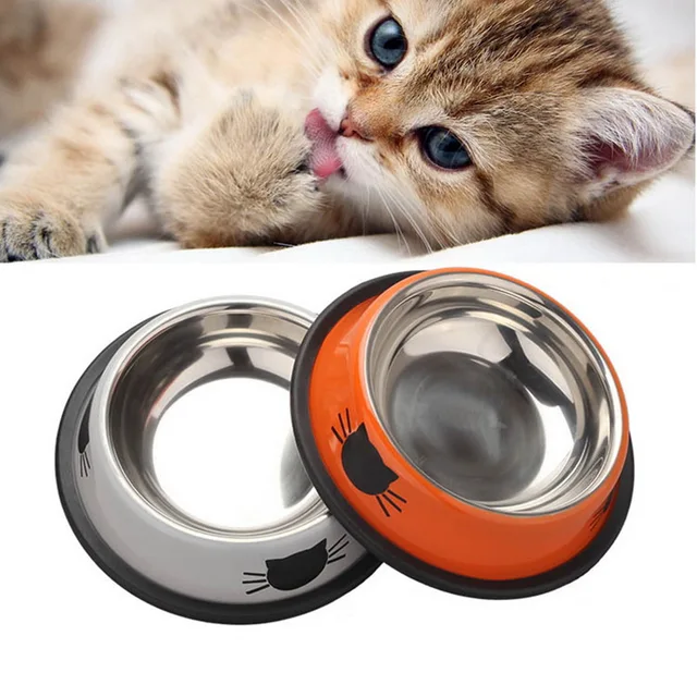 1Pcs Dog Cat Food Bowls Stainless Steel  Pets Drinking Feeding Bowls Pet Supplies Anti-skid Dogs Cats Water Bowl Pet Tools