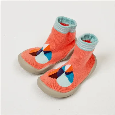 Носки для малышей нескользящие носки для маленьких девочек Детские носки с резиновой подошвой, теплые махровые толстые носки зима осень - Цвет: Colorful love