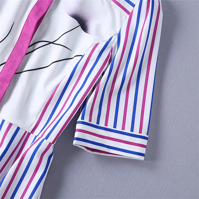 Bas Robe De Xl Bleu Multi En Blanc Célèbre Vers Gros Bande Femmes Manches Chemise Prix Rose Somen Vêtements Moitié Tournent Marque D'été Le 1qq7wv