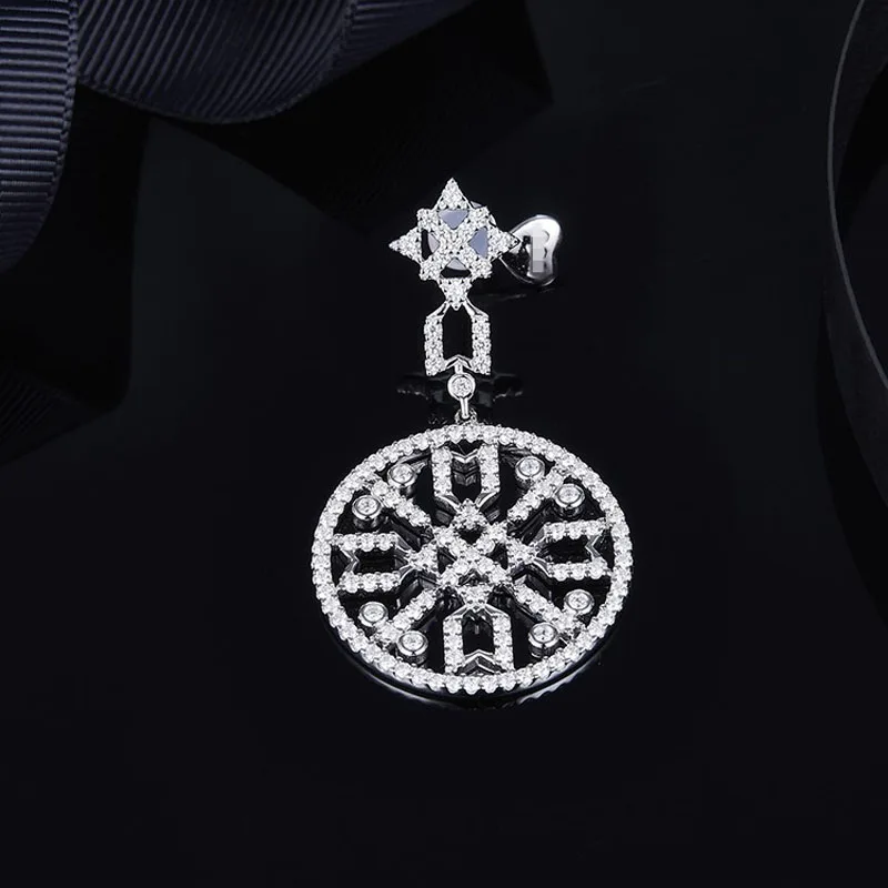 

SLJELY Luxury Brand 1pc 925 Sterling Silver Mandala Totem Love Earring CZ Zircon Stones Women Jewelry December Collection