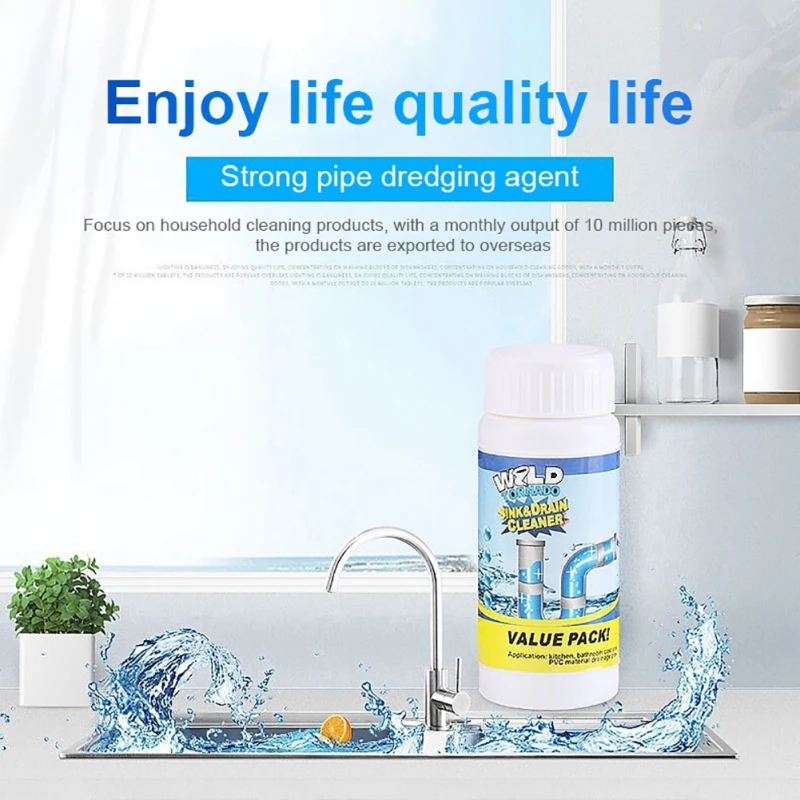 

Chemical Sewerage Cleaning Powder Powerful Sink And Drain Cleaner for Home Bedroom Kitchen Toilet Pipe Sewer Dredging 110G