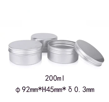 

100pcs 92*45mm 200ml Aluminium Tin Cosmetic jars Metal Cream Jars Cans with screw lid Silver tin container bottle candle can box