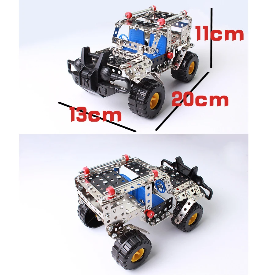 DIY строительный беговой автомобиль металлический Строительный набор, обучающий сборочный металлический джип развивающие игрушки с инструментами игровой набор