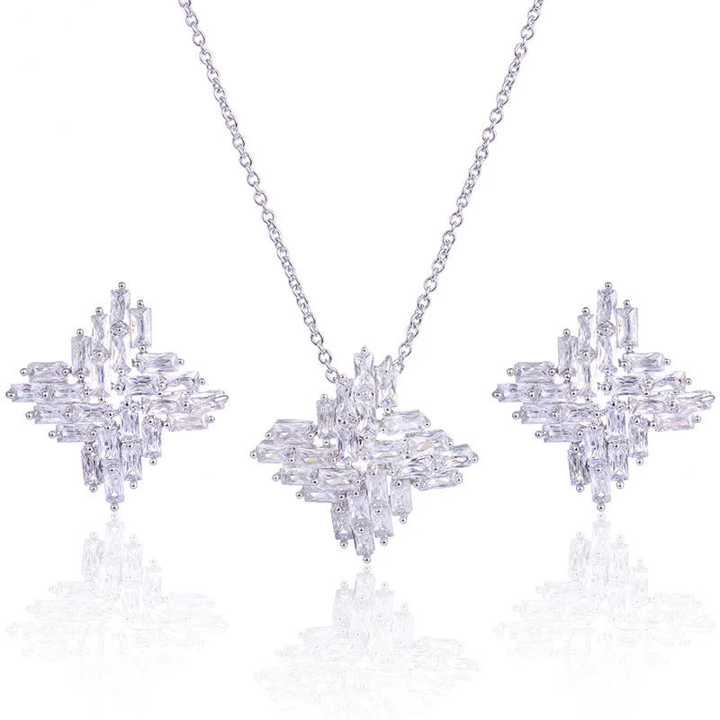 2017 NEW Cubic zirconia stone geometry jewelry sets elegant stud
