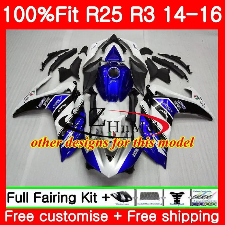 Инъекций для YAMAHA YZF рубашка голубого, белого цветов, R3 YZF-R3 YZF-R25 R25 14 15 16 76SH4 R 3 YZFR3 YZFR25 R25 R3 обтекатели комплект