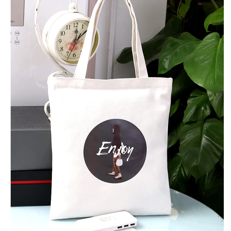 

Bolsos mujer Canvas Bag Folding Simple Zipper Shopping Bag Reusable Shopper Print Tote Cloth Beach bags for women 2019 sac